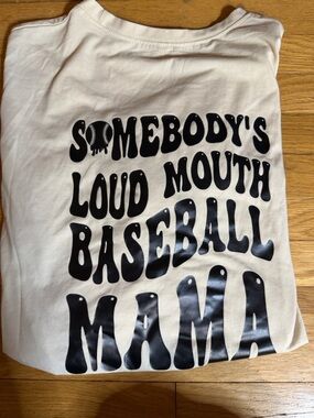 Women’s Oversized Cream Graphic Baseball Tee - Unbranded Sz L NWOT